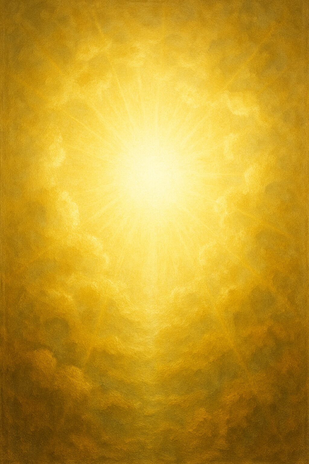 Painting of golden light breaking through clouds